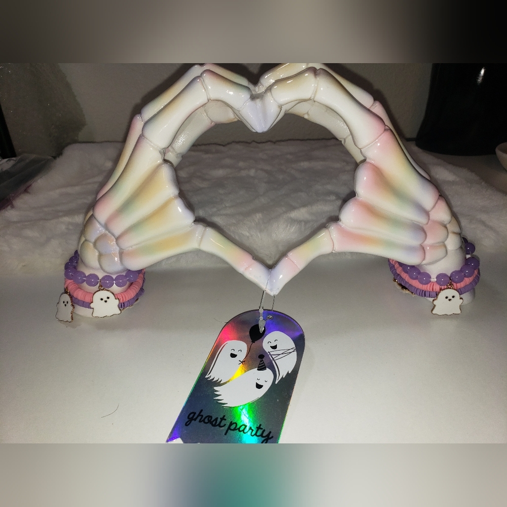 Ghost Party Halloween Skeleton Pastel Love Hands
